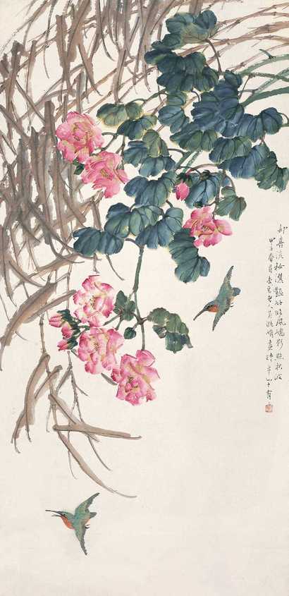吴淑娟 甲子（1924）年作 临风娇影 立轴
